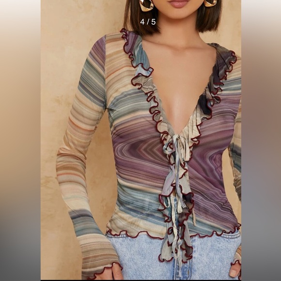 Marble print mesh blouse BRAT - Picture 4 of 5